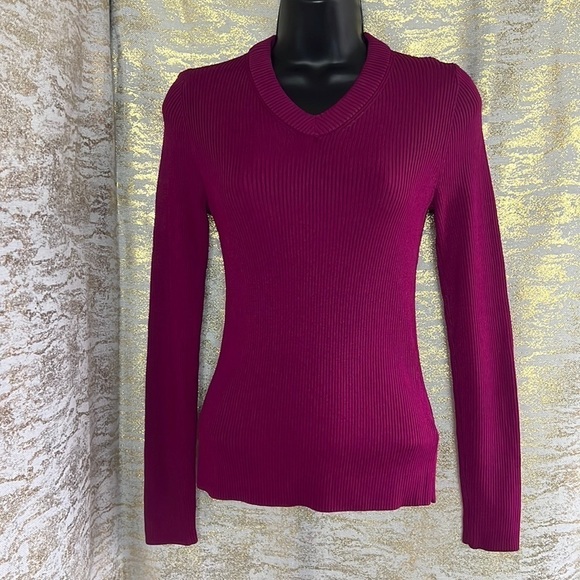 Aritzia Babaton Rio Raspberry Wiley V-neck Sweater Size M - Picture 3 of 12